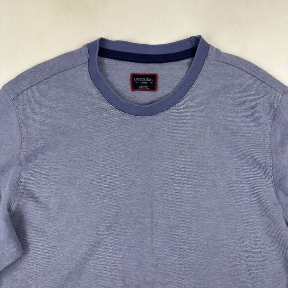 UNTUCKit ANDREWS Blue Pullover Sweater Long Sleeve Crew Neck Cotton Sz L - Picture 3 of 8